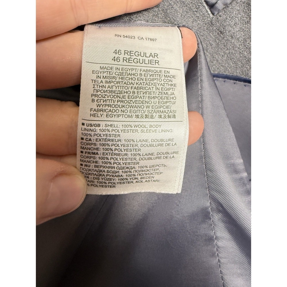 Banana Republic Tailored Slim Wool Sport Coat Jacket Blazer 2 Button Gray 46R - Picture 6 of 6